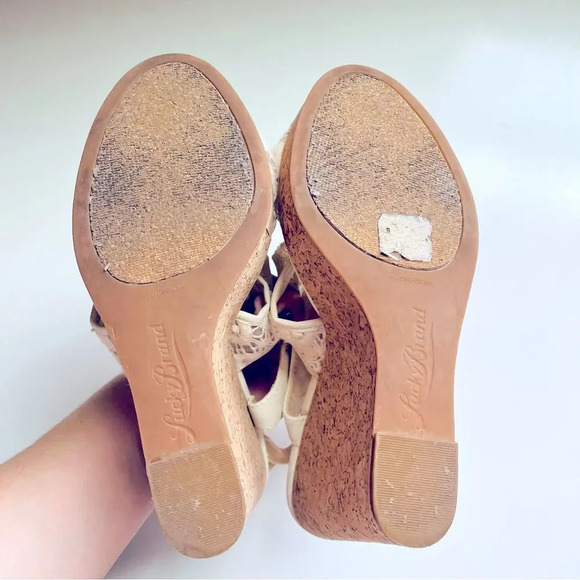 Lucky Brand Ranette Lace Cork Wedged Sandals - Picture 7 of 7